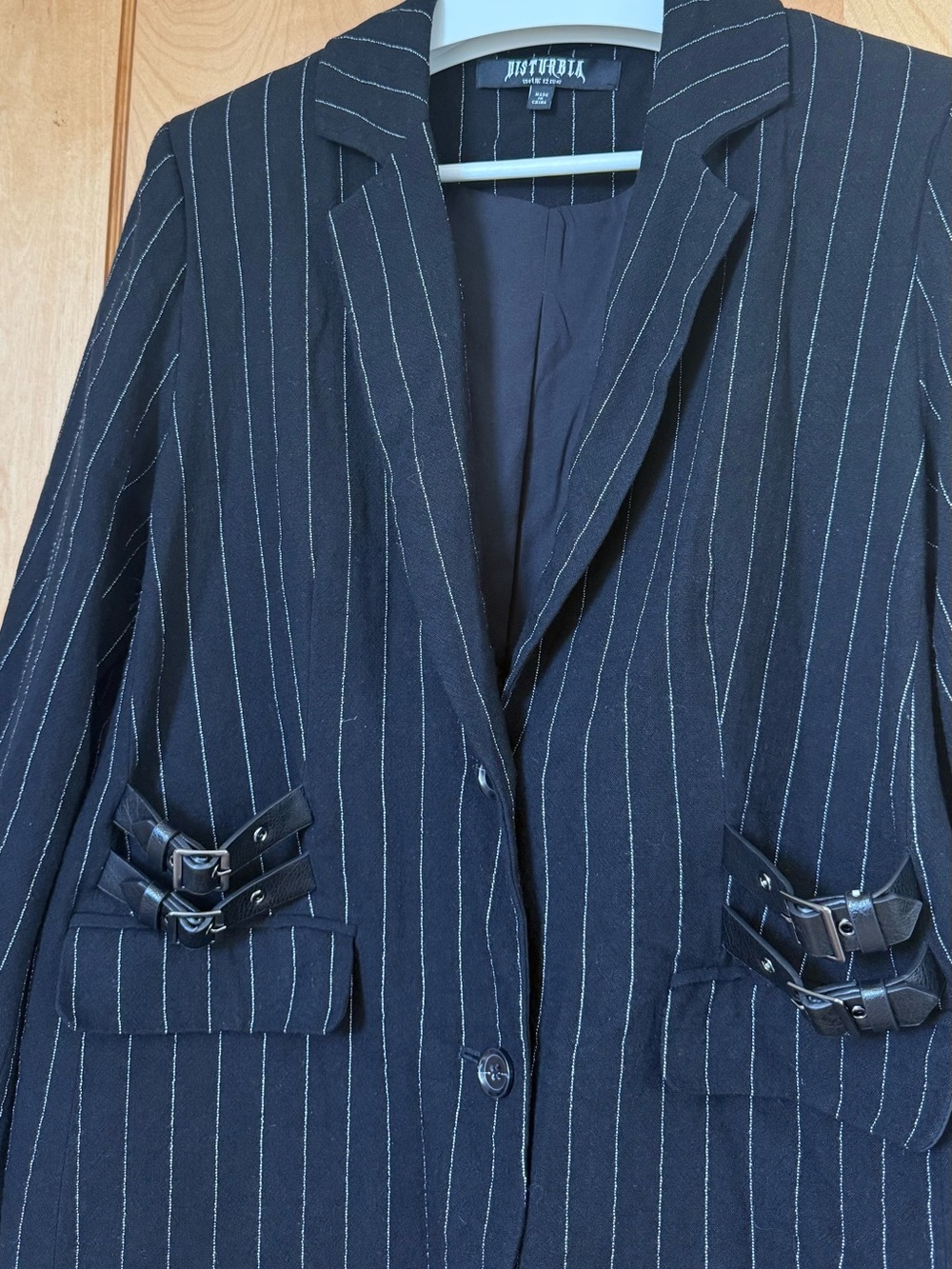Disturbia size 8 Charli pinstriped buckle blazer